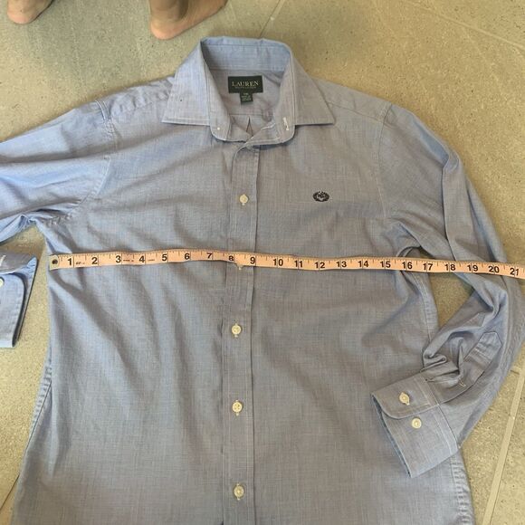 Lauren Ralph Lauren Blue Girls Button Down Dress Shirt Size 16 - Picture 4 of 6